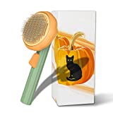 Pumpkin Pet Brush, Cute Pumpkin Shaped Cat Brushes for Indoor Cats Shedding Hair, Self Cleaning Slicker Puppy Brush for Long & Short Haired Dogs Cats Puppy Rabbit