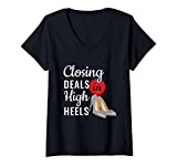 Womens Closing Deals With High Heels Shoes Women Funny Gift V-Neck T-Shirt