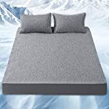 OMERAI Cooling Bed Sheets for Hot Sleepers,Cool Sleeping Fitted Sheet Set,3 Pcs -1 Cooling Fitted Sheet 2 Cooling Pillowcases, Deep Pocket up to 16'' Mattress. (Queen, Gray)