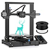 Upgraded Creality Ender 3 V2 3D Printer with 1KG White and 1KG Black PLA Filaments, Integrated Structure Design with Silent Motherboard and Meanwell Power Supply, Printing Size 8.66x8.66x9.84 inch