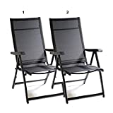 NueMedics Heavy Duty Adjustable for 7 Different Angles Folding Arm Chair Indoor Outdoor Garden Deck Pool Camping Beach (400 Lbs Capacity) (2)