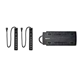 AmazonBasics 6-Outlet Surge Protector Power Strip with 2 USB Ports - 500 Joule, Black, 2-Pack & 12-Outlet Power Strip Surge Protector | 4,320 Joule, 10-Foot Cord