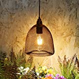 Battery Operated Hanging Light with 6 Hours Timer-Outdoor Indoor Pendant Chandelier Waterproof Lamp Lantern for Gazebo Porch Garden Patio Decorative Metal Warm White Bulb