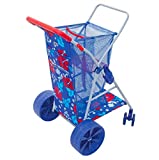 Rio Wonder Wheeler Folding Beach Cart | New 2020 Design Hawaiian Print | Blue with Red Accent Print | Holds 4 Beach Chairs | Lighter Weight Than Prior Versions (Polyester)