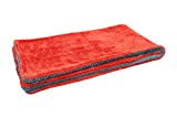 [Dreadnought XL] Microfiber Car-Drying Towel, Superior Absorbency for Drying Cars, Trucks, and SUVs, Double-Twist Pile, One-Pass Vehicle-Drying Towel (20"x40", Red/Gray) 1-Pack