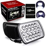 KASLIGHT H6054 Led Headlights, Pair 5x7 Led Headlights 7x6 Headlamp Hi/Low Sealed Beam H4 9003 Plug 6054 H5054 for Jeep Wrangler YJ XJ S10 Chevy Blazer Express Van/Cherokee Truck Ford E250 Van