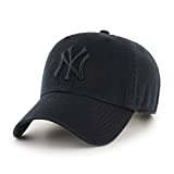 '47 New York Yankees Strapback Brand Clean Up Adjustable Cap Hat (Black on Black)