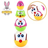 VATOS Nesting Easter Eggs Toy, Plastic Eggs Stacking Toy, Matching & Sorting Learning Toys for 1.5+ Years Old Toddler, Easter Egg Stuffers for Basket, Stacker Toys for 18 Months+ Baby