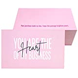 RXBC2011 Thank you cards you are the Heart of my business Cards Package Insert for online business Pack of 100 (100 CARD, PINK)