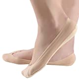 4 Pairs No Show Liner Socks Women's Low Cut Cotton Nylon Boat Invisible Hidden Socks Non-Slip for Flats (Shoe Size 9-11, 4Nude)