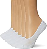 Peds Women's Zoned Cushion Mid Cut No Show Socks, White (6-Pairs), Shoe Size: 5-10