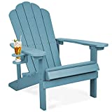 Patio Watcher Poly Lumber Classic Adirondack Chair with Cup Holder, Weather Resistant 1 Chair Patio Plastic Adirondack Chair for Lawn, Garden, Backyard, Deck(Turquoise)