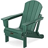 SERWALL Folding Adirondack Chair Patio Chairs Outdoor Chairs Painted Adirondack Chair Weather Resistant for Patio Deck Garden, Backyard Deck, Fire Pit & Lawn Furniture Porch and Patio Seating- Green