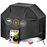 Grill Cover 58 inches Gas- BBQ Grill Cover, Waterproof,Anti-UV Material with Velcro Straps & Adjustable Hem Drawstring for Weber Char-Broil Monument, Brinkmann Dyna-glo Nexgrill Megamaster MASTERCOOK
