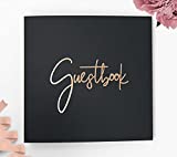 Guestbook For Polaroid Photos, Black Guestbook Softcover Gold Foil, 8.5"x8.5", 90 Black Pages. Polaroid Guestbook, Instax Guestbook For Wedding Photobooth, Guestbooks Polaroid Wedding Guestbook (BL)