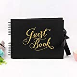 KIJETA Black Polaroid Guest Book for Wedding, Funeral, Baby Shower, Birthday, Bridal Shower, Graduation Party, 50th Anniversary - 11.5 x 8.5, 80 Blank Pages Guestbook