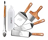 Blackstone Deluxe Spatula Griddle Kit (6-Piece) with Stainless Steel Tongs, Grill Hamburger Flipping Spatulas, BBQ Scraper, Batter Dispenser & Mixer Bottle, 5069, Grilling Tools & Accessory