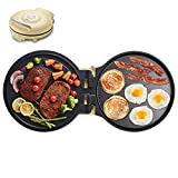 Bear Electric Griddle, 11.8'' Smokeless Indoor Grill with Nonstick Baking Frying Pan, Adjustable Temperature Control, 1500W Electric Skillet for Breakfast Lunch Dinner Snacks, Panini Crepe Pizza Maker