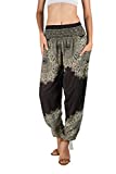 Joob Joob Women's Flowy Boho Pants - Loose Yoga Harem Joggers - Casual Bohemian Hippie Comfy Elephant Pajama Black Medium