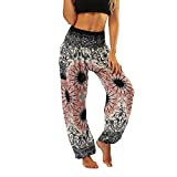 Lu's Chic Women's Boho Pants Harem Smocked Waist Yoga Hippie Palazzo Summer Beach Pants Pattern10 One Size