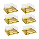 50 Pack of Gold Cake Pans,bottom 3 inch X height 1-1/2 inch of Clear plastic mini cake box muffins box cookies box wedding birthday gift box