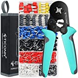 TICONN Ferrule Crimping Tool Kit with 1200PCS Ferrules Insulated Wire Terminals, Self-adjustable Ratchet Wire Crimper for AWG 237 Electrical Wire Connectors
