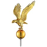 ZeHuoGe Flagpole Finial Ornament Topper Gold Eagle Topper Eagle Head for 20/25/30Ft Telescopic Pole Yard Outdoor (Gold)