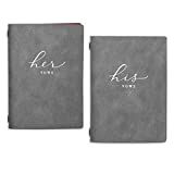 J&A Homes Vow Books His and Hers - Wedding Day Officiant Book with Vegan Leather - Rustic Wedding Book Journal - Rustic Wedding Decorations, Journal Book 5.5" x 3.9" Gray Leatherette (40 Pages)