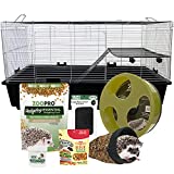 Exotic Nutrition Hedgehog Home & Starter Package - Includes Durable Cage, Exercise Wheel, Healthy Food, Natural Treat, Multi-Vitamin & Hideout