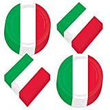 Italian Party Supplies - Italy Flag Red, White, and Green Paper Dinner Plates and Luncheon Napkins (Serves 16)