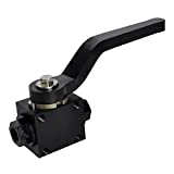 AC PERFORMANCE 1/8'' Billet Aluminium Brake Line Lock Shut Off Valve 1/8 NPT Fuel Flow Control Cut Off Valve, Black