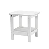 Khservise Rectangle Adirondack Outdoor Side Tables,18 Inches Chairside Tea Tables with Storage Shelf,Weather Resistant Outdoor End Table for Patio,Pool,Yard(White)
