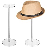 MyGift 16-Inch Clear Acrylic Hat Stand and Wig Display Rack, Set of 2