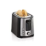 Hamilton Beach 2 Slice Extra Wide Slot Toaster with Bagel & Defrost Settings, Shade Selector, Toast Boost, Auto Shutoff, Black & Stainless Steel (22633)