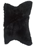 Genuine Half Sheepskin / Motorcycle Seat Pad / Pet Pad in Black