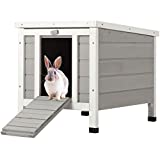 SNUGENS Topnotch Weatherproof Outdoor Wooden Bunny Rabbit Hutch Pet Cage Cat Shelter in White
