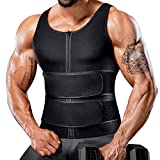 Men's Waist Trainer Sauna Vest Body Shaper Sauna Suit Slimming sweat band big and tall Trimmer (Black Two Belt, XX-Large)