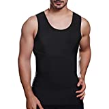 Lgtfy Mens Slimming Body Shaper Vest, Chest Abdomen Compression Tank Top, Belly Hiding Undershirts - Change in Seconds (L, Black)