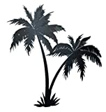 BookishBunny Handmade Palm Tree 16" Wrought Iron Wall Art Home Decor Tropical Beach Decoration Plaque Metal Art, 2mm thick (16 inches Two Palms)