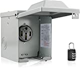 Gerguirry 50 Amp RV Power Outlet Box, 125/250 Volt Enclosed Lockable Nema 14-50R RV Outdoor Electrical Receptacle Panel for RV Camper Travel Trailer Electric Car Generator, ETL Listed, RV Accessories