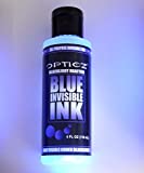 Opticz All Purpose Invisible Blue UV Blacklight Reactive Security Ink (4 Ounce Bottle)