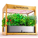 Indoor Garden Hydroponic Growing System, 12 Pods Herb Garden with Grow Light Self Watering System Cycle Timing Natural Bamboo Garden Planter Grower Harvest Vegetable Lettuce