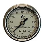 Water Well Pump Liquid Filled Back Mount Pressure Gauge 0 to 100 PSI, 1/4" MNPT