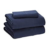 Amazon Basics Cotton Jersey Bed Sheet Set - Twin, Navy Blue