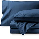 Bare Home Flannel Sheet Set 100% Cotton, Velvety Soft Heavyweight - Double Brushed Flannel - Deep Pocket (Twin, Dark Blue)