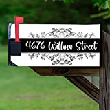 VWAQ Personalized Floral Mailbox Magnetic Cover Custom Address - PMBM17 (20.5"H X 18.25"W, White)