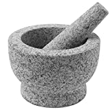 ChefSofi Mortar and Pestle Set - 6 Inch - 2 Cup Capacity - Unpolished Heavy Granite for Enhanced Performance and Organic Appearance - Included: Anti-Scratch Protector + Italian Recipes EBook