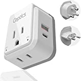 Ceptics India, Maldives Power Plug Adapter Travel Set, 20W PD & QC, Safe Dual USB & USB-C 3.1A - 2 USA Outlet - Compact - Use In Pakistan, Nepal, Bangladesh Includes Type D, Type C SWadAPt Attachments