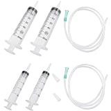 Ruiwaer 6Pcs Plastic Syringe Set, Industrial Syringes Liquid Measuring Syringe Tools for Scientific Labs, Dispensing, Animals Feeding Multiple Uses 20ml x 2 + 60ml x 2+ Hose x2