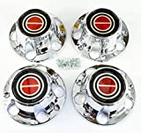 BB Auto Set of 4 New Chrome Wheel Hub Center Caps Red Replacement for 1980-1996 Ford F150 Truck Bronco Van